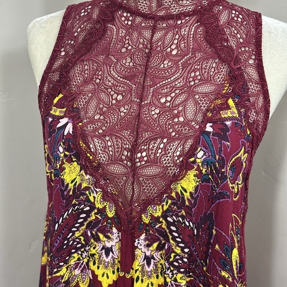 Free People Burgundy Marsha Floral Lace Mini Dress XS - Picture 5 of 9
